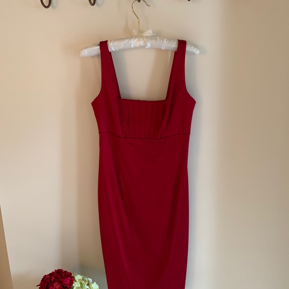 Calvin Klein Ruby Red Satin Cocktail Dress